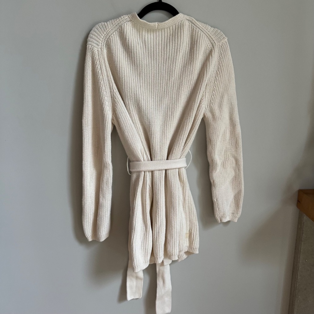 Jenni Kayne Belted Wrap Cotton Cardigan In Ivory - Picture 6 of 8